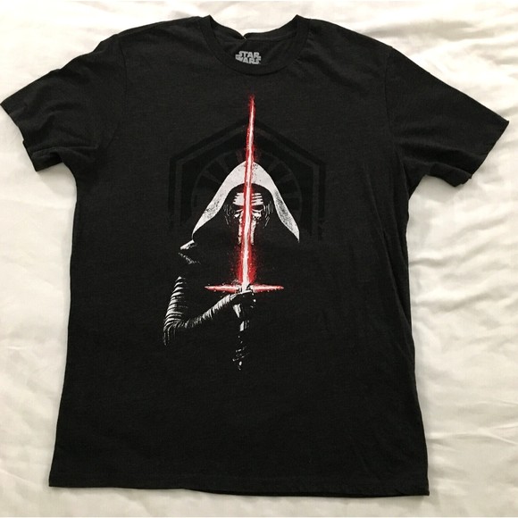 Star Wars T Shirt Mens XL Darth Vader Light Saber Gray EUC - Picture 1 of 5